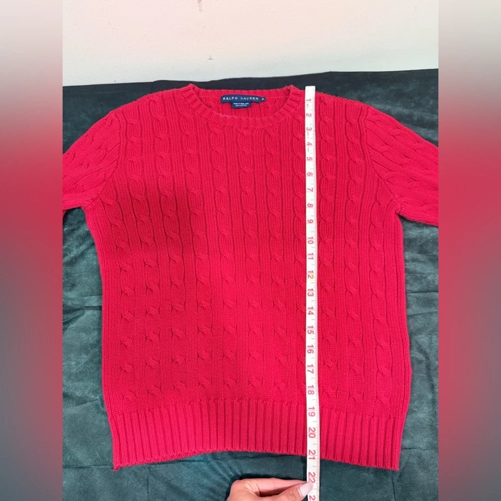 🔥Ralph Lauren Pink Cable Knit Crewneck Sweater Women’s Size M EC🔥